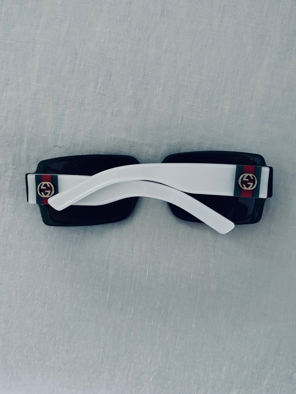 Gucci Web Sunglasses Green White Interlocking GG Logo Rectangular - Picture 2 of 5